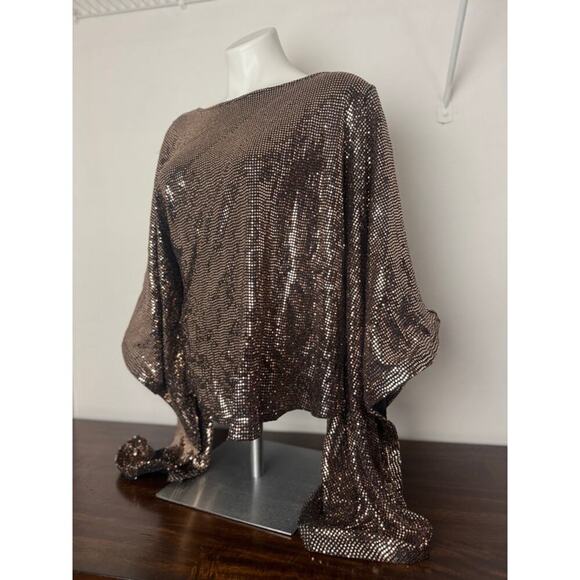 ASOPH Gold Sequin Dramatic Top with Long Sleeves Size 3X - Picture 4 of 13